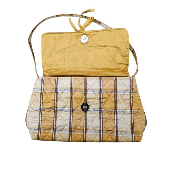 Vera Bradley Silk Quilted Striped Golden Small Y2K Shoulder Handbag - Picture 2 of 15